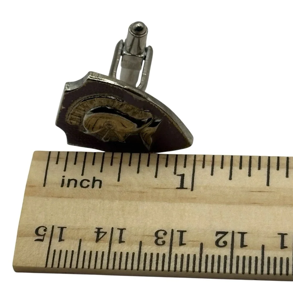 VTG Knight‎ Cufflinks Sheild Silver Tone Helmet Lavender Purple Enamel Roman
